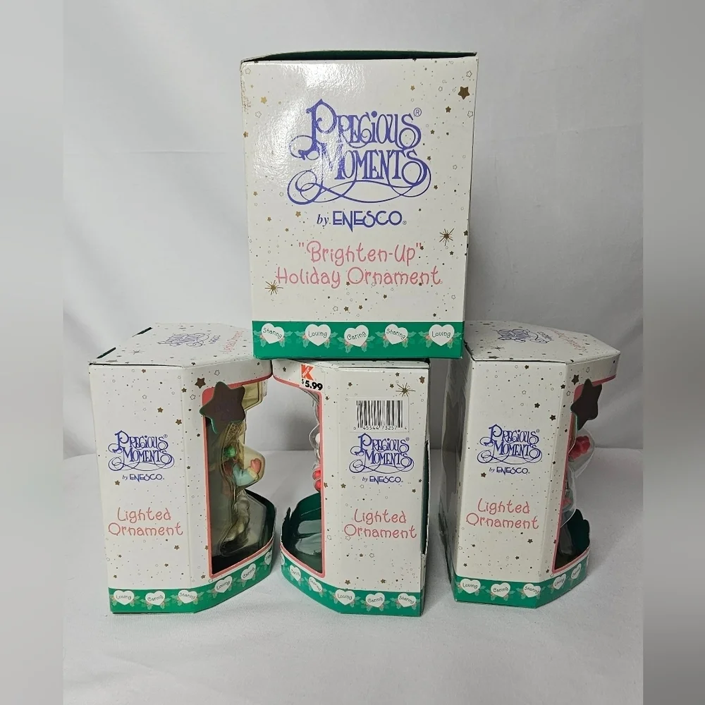 Precious Moments Lighted Ornaments Lot of 4 Enesco Christmas Vintage New In Box